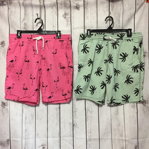 H&M Other - Lot 2 Divided H&M Mens 32 Pink Flamingo Palm Tree